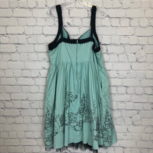Torrid Disney Little Mermaid Mint Green and Black Dress - Picture 3 of 8